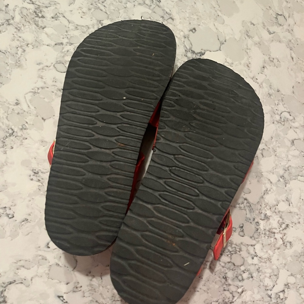 Vibrant Red Women’s Birks Style Sandals - Picture 3 of 3
